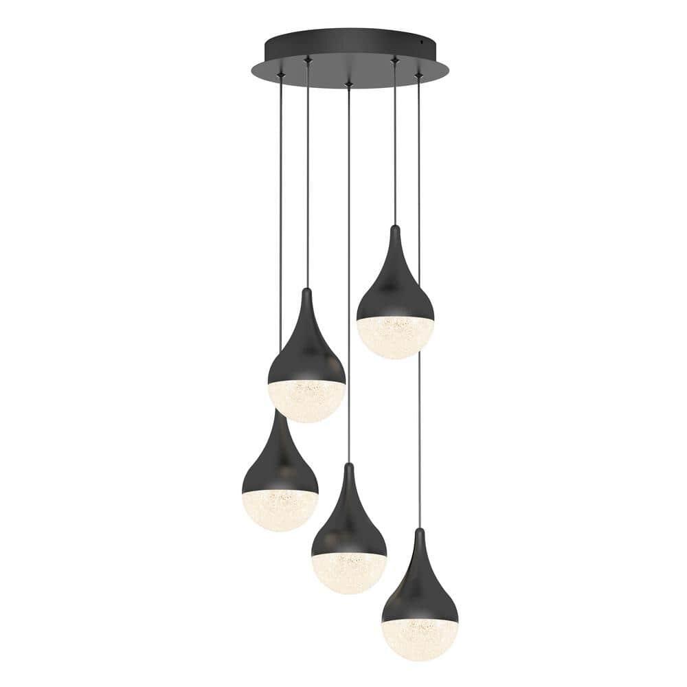 Artika Glitzer 30-Watt Integrated LED 5-Light Black Modern Hanging Pendant Light