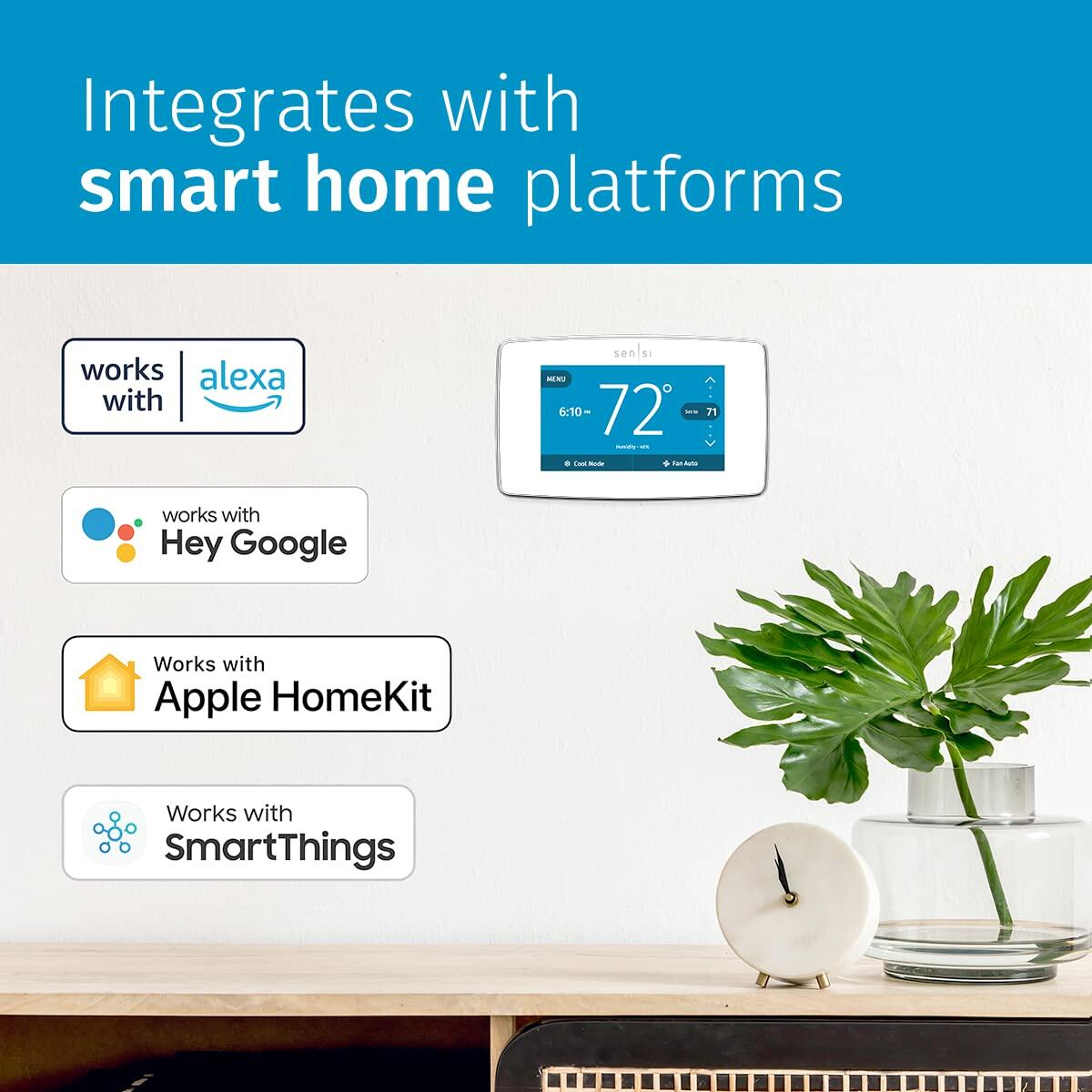 EMERSON Sensi Touch Wi-Fi Smart Thermostat with Touchscreen Color Display, Works