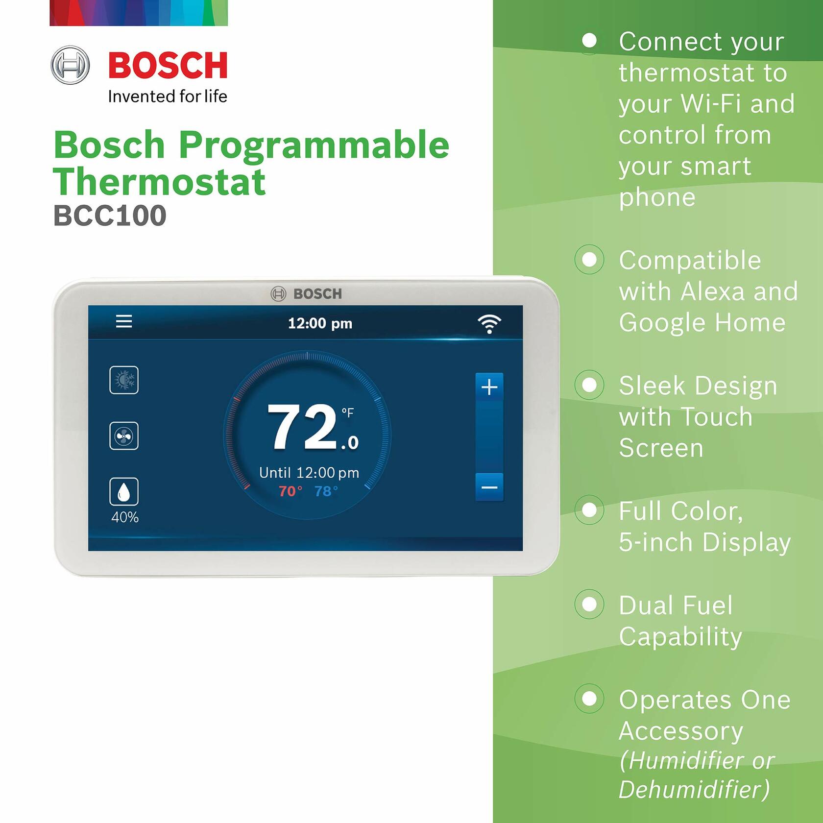 Bosch BCC100 Connected Control Smart Phone Wi-Fi Thermostat - Works with Alexa -
