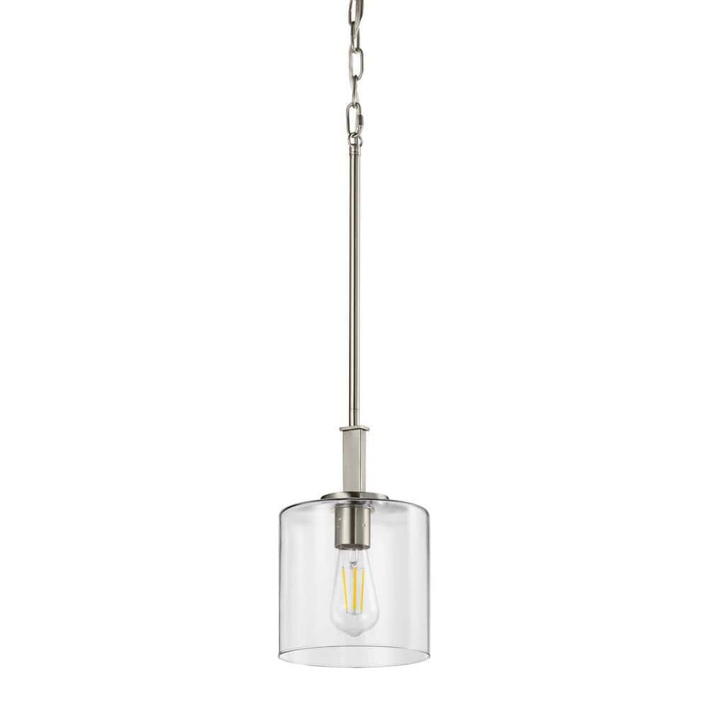 Kendall Manor 1-Light Brushed Nickel Mini Pendant Hanging Light, Kitchen Pendant
