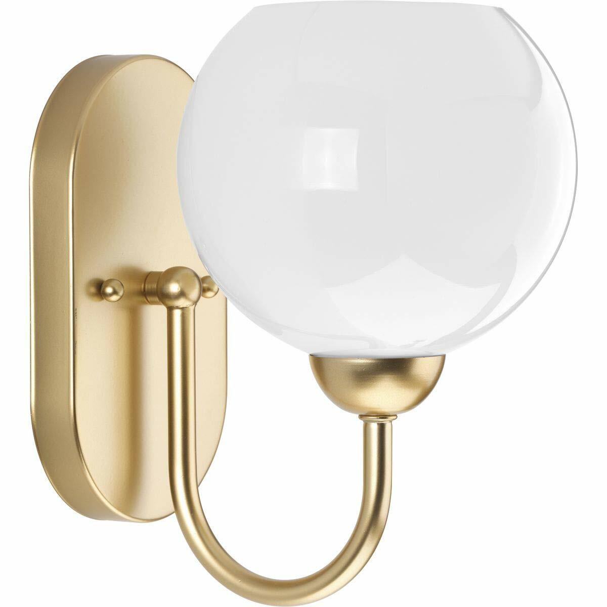 Progress Lighting Carisa Opal Glass Mid-Cen Bath Vanity Light Vintage Gold