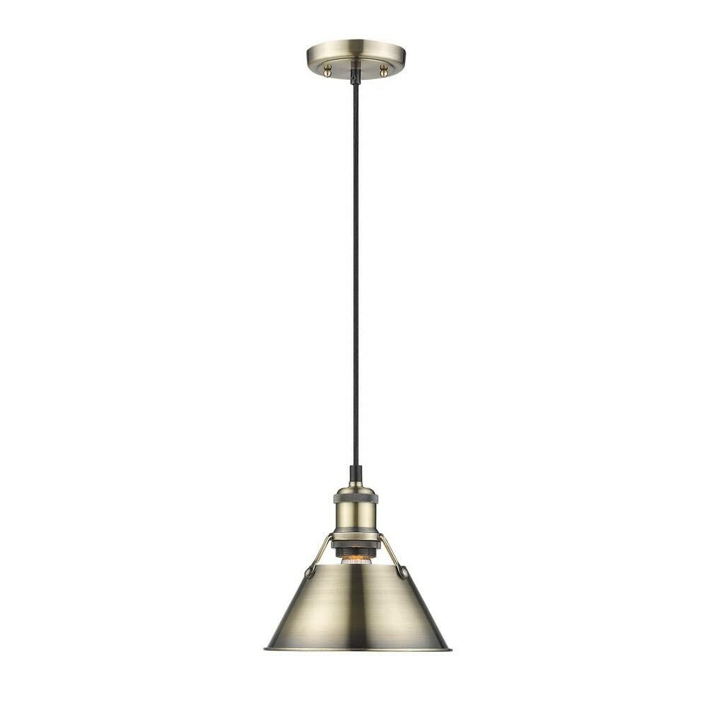 Golden Lighting Orwell Small Pendant - 7" Pewter with Navy Blue Shade