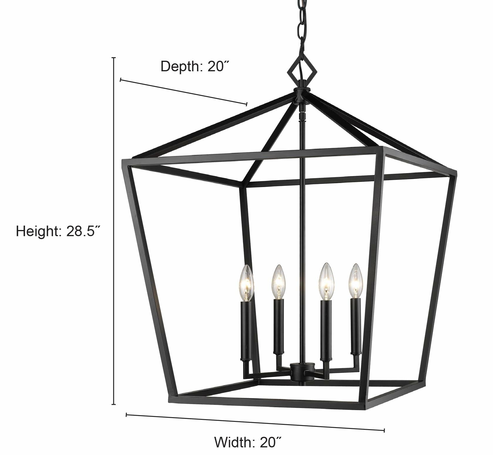 Millennium 3254-MB Transitional Four Light Pendant from None Collection in Black
