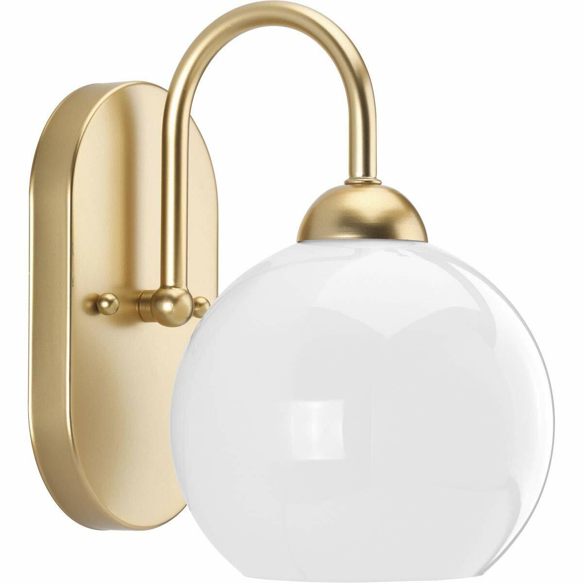 Progress Lighting Carisa Opal Glass Mid-Cen Bath Vanity Light Vintage Gold