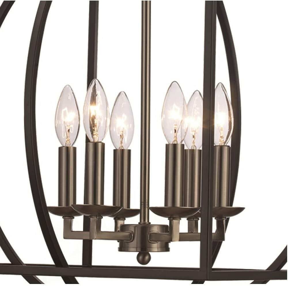Trans Globe Lighting 6Light Square Candle Chandelier Brushed Nickel Black 11186