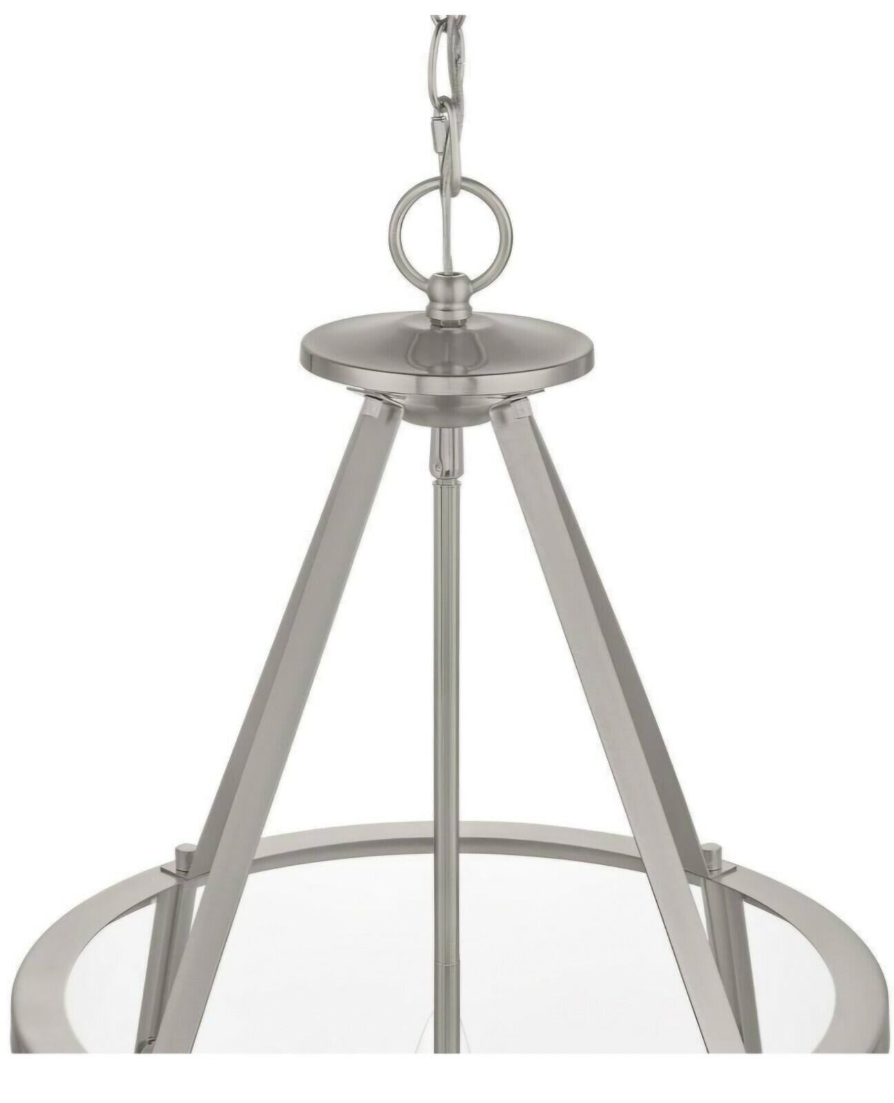 Lincoln 20 in. 4-Light Brushed Nickel Light with Metal and Clear Glass Shade