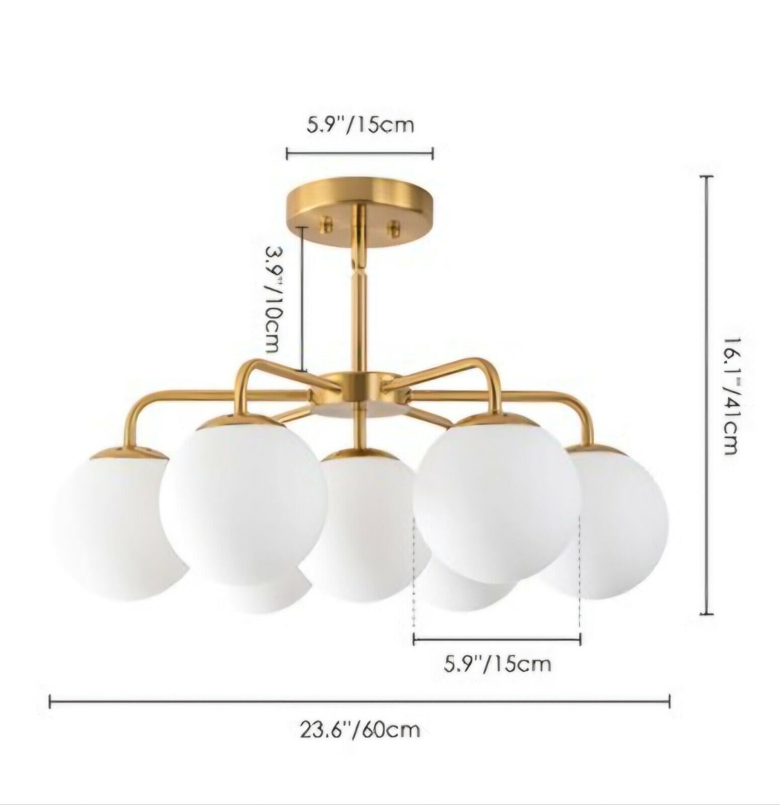 Rennnsan Kaylee 7-Light 23.6-in Brushed Gold Led, Semi mount light