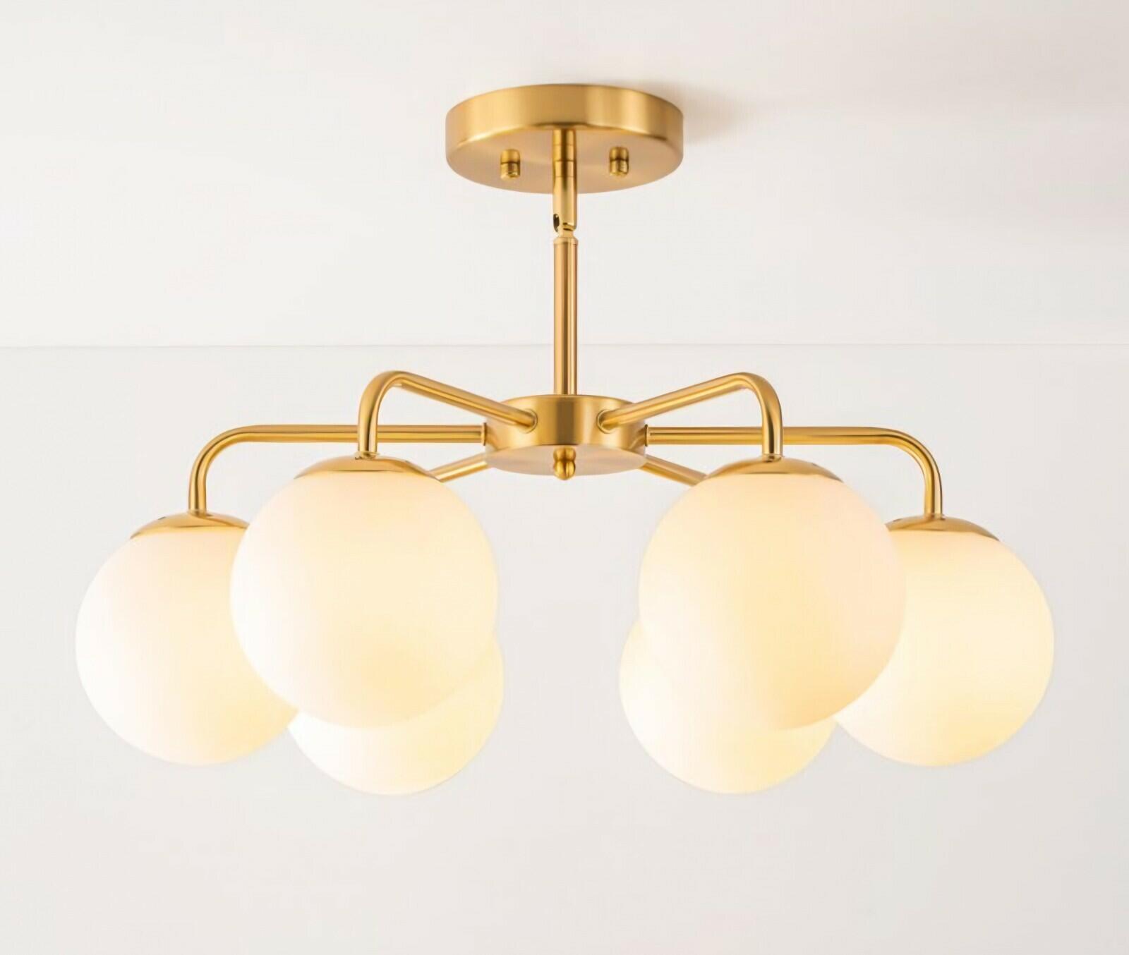 Rennnsan Kaylee 7-Light 23.6-in Brushed Gold Led, Semi mount light