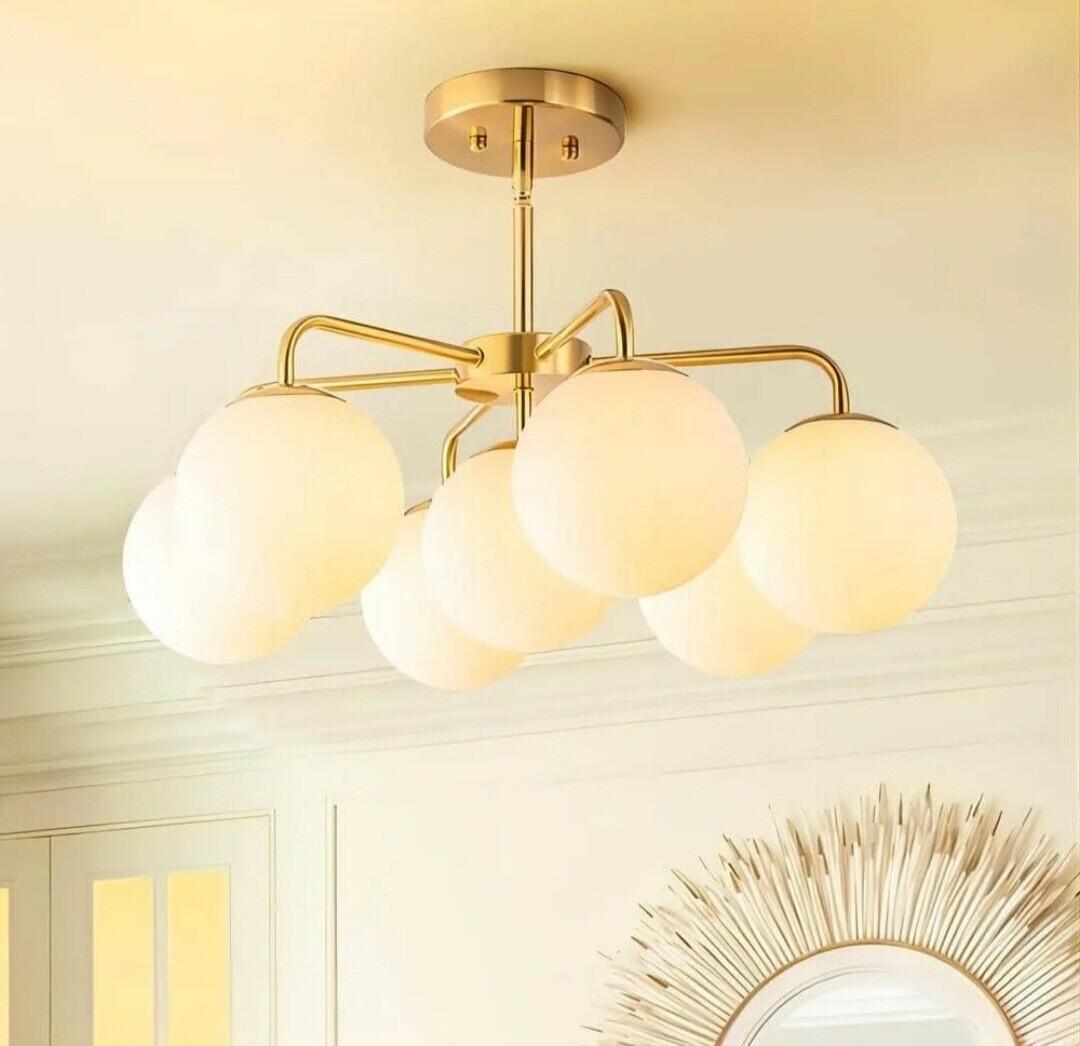 Rennnsan Kaylee 7-Light 23.6-in Brushed Gold Led, Semi mount light