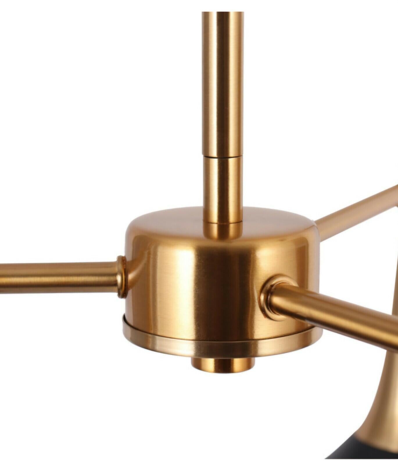 LNC Pheme 3-Light Matte Black and Polished Gold Linear Modern Indoor Chandelier