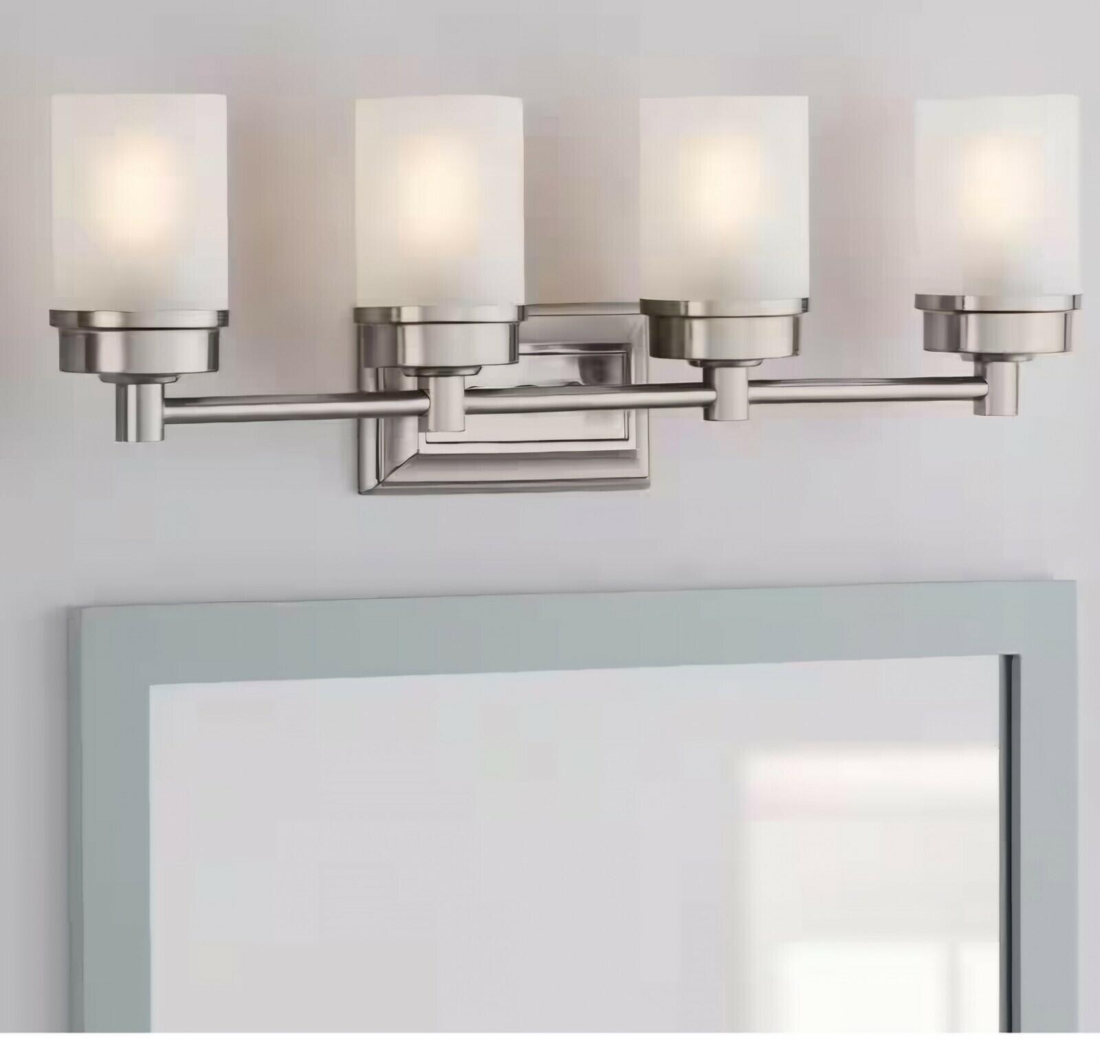 Hampton Bay Cade 27.5 in. 4-Light Brushed Nickel Bathroom Vanity Light Fixture