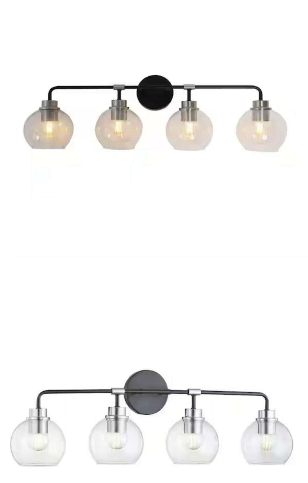 Hampton Bay Vista Heights 4-Light Brushed nickel and Matte Black Vanity Light