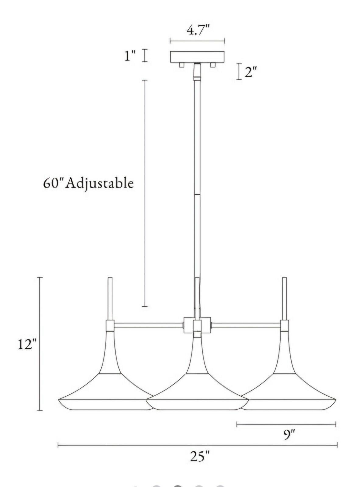 LNC Pheme 3-Light Matte Black and Polished Gold Linear Modern Indoor Chandelier