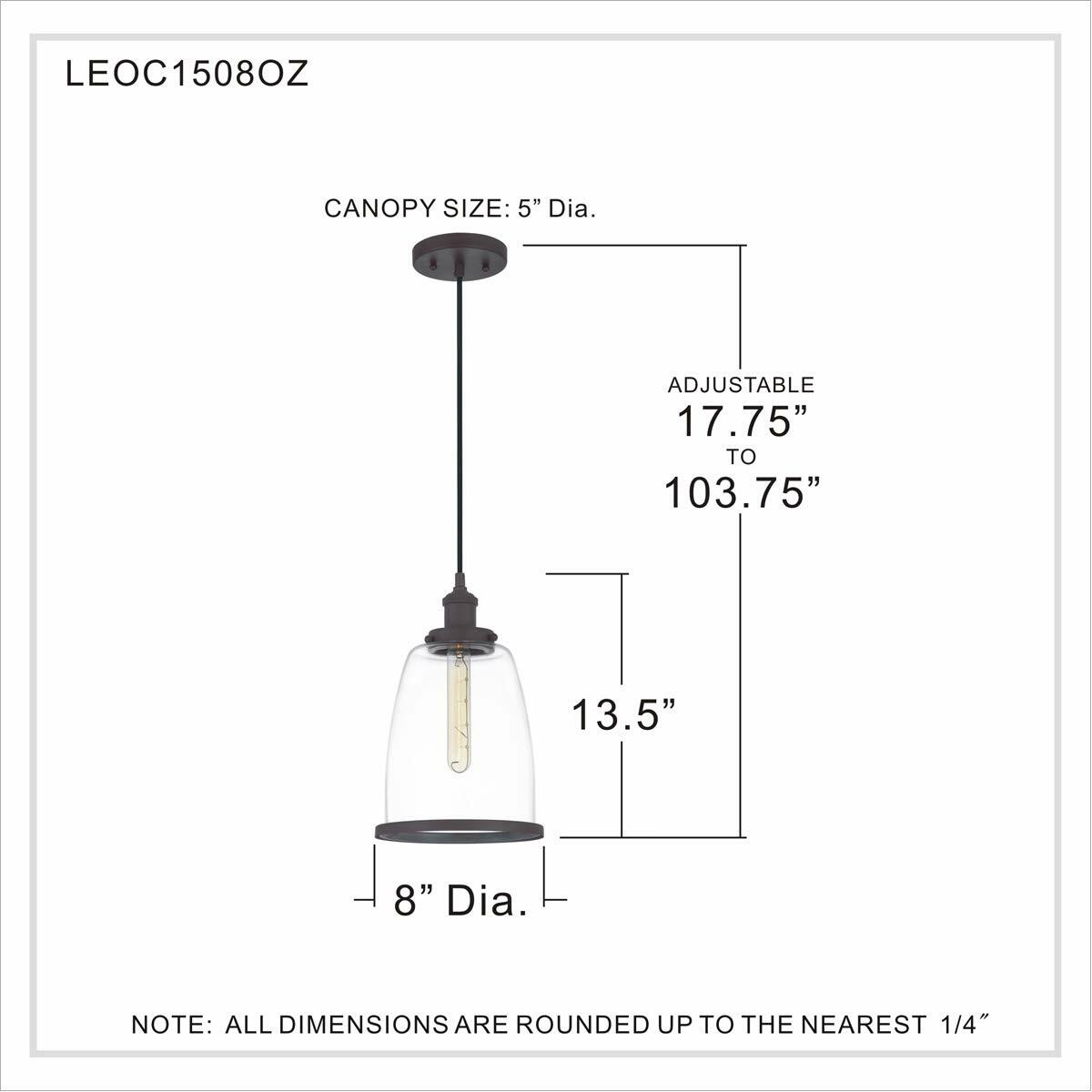 Quoizel LEOC1508OZ Leo Glass Mini Pendant Ceiling Light, 1-Light 100 Watt, Old