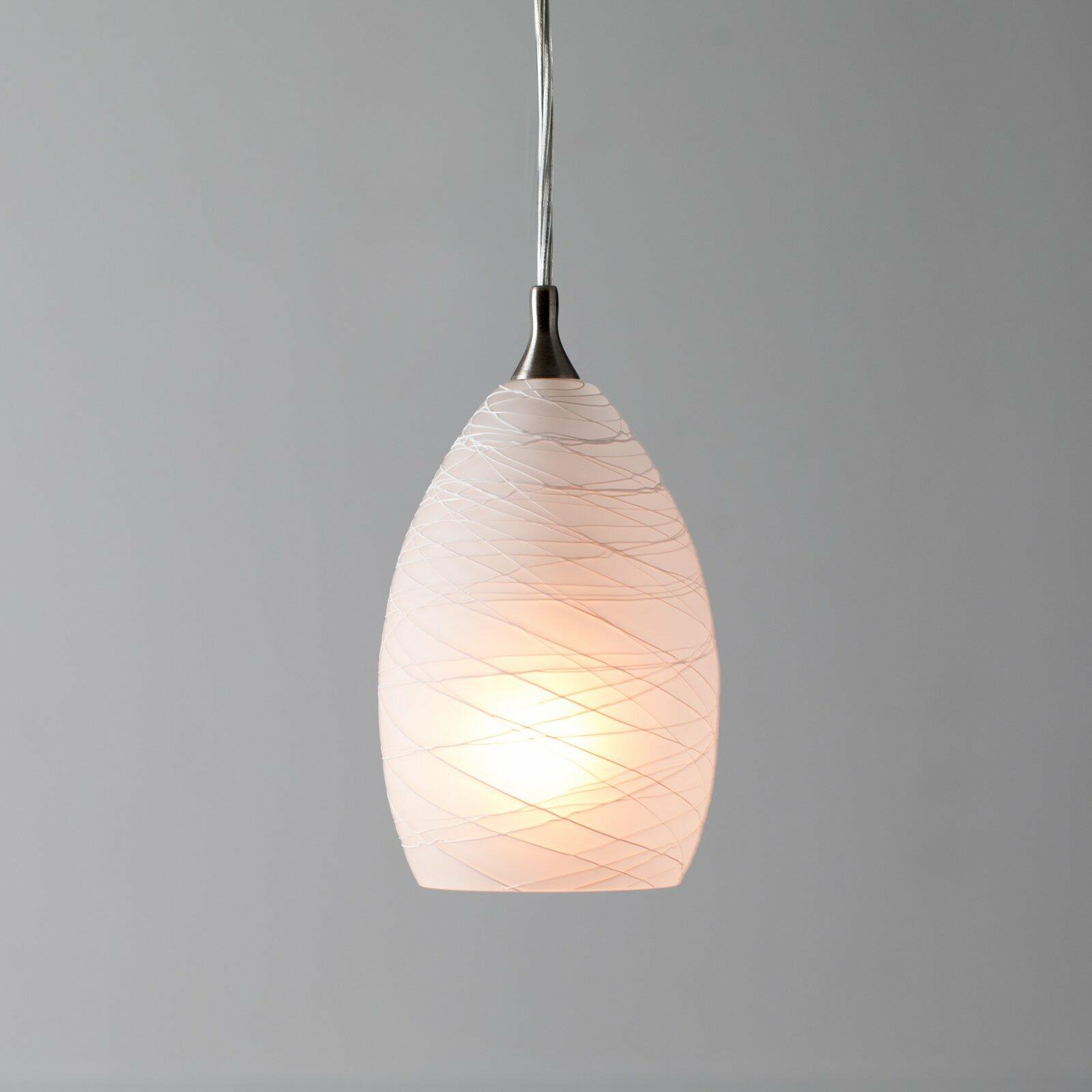 VAXCEL Milano Satin Nickel Mini Pendant Ceiling Light White Glass