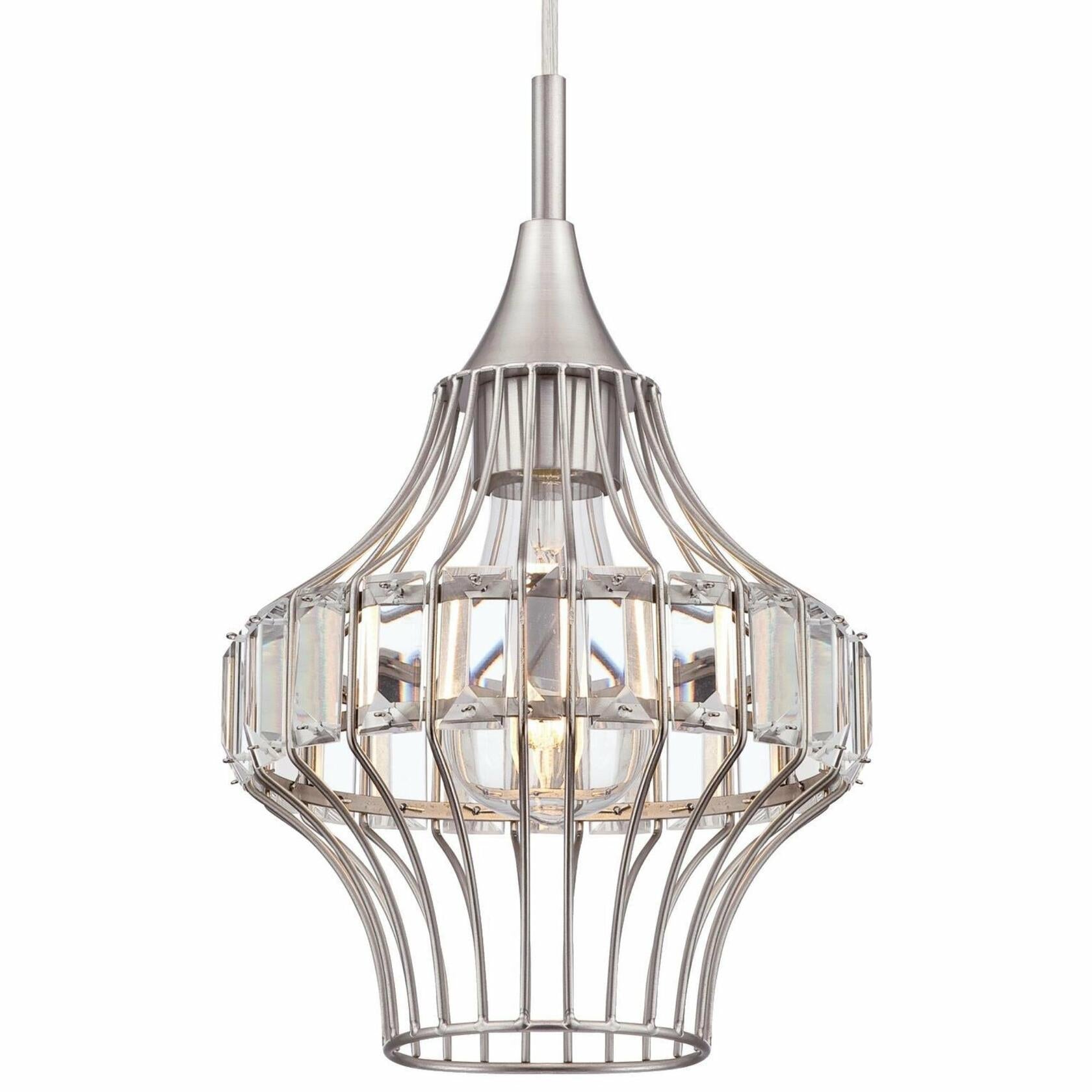 Westinghouse 6363000 One-Light Mini, Brushed Nickel Finish with Crystal Prism