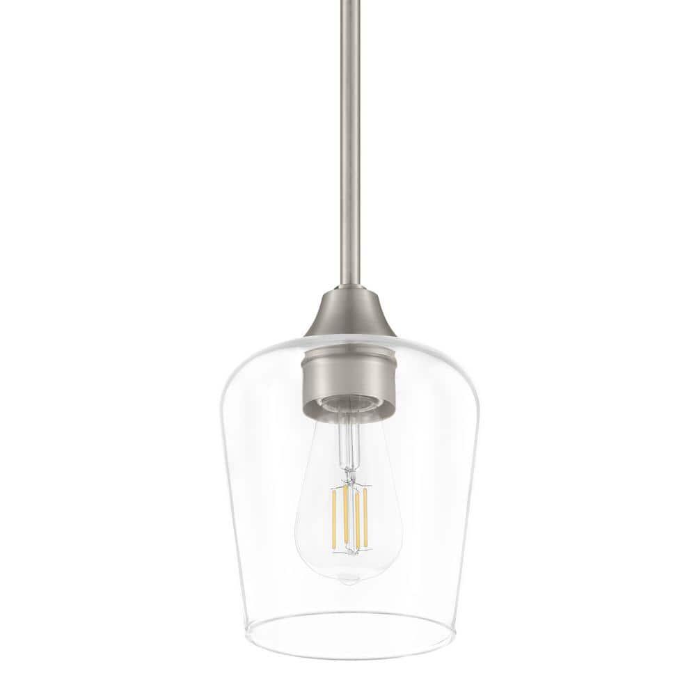 Hampton Bay Pavlen 1-Light Brushed Nickel 1006866732 Home Depot Clear Glass