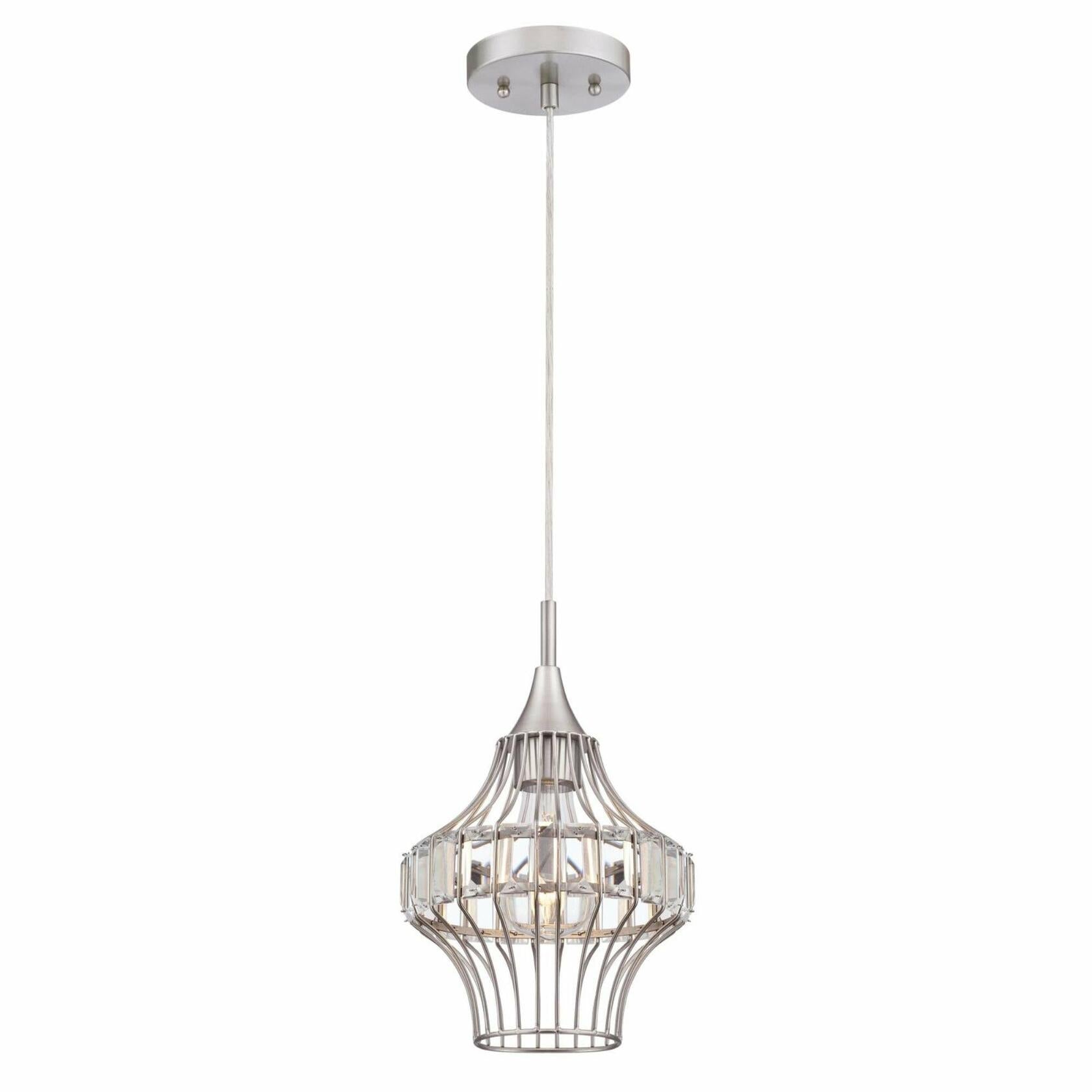 Westinghouse 6363000 One-Light Mini, Brushed Nickel Finish with Crystal Prism