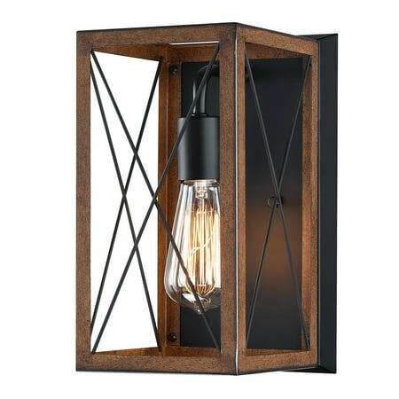 Hukoro Martin 1-Light Barnwood Accents Indoor Wall Sconce Lantern