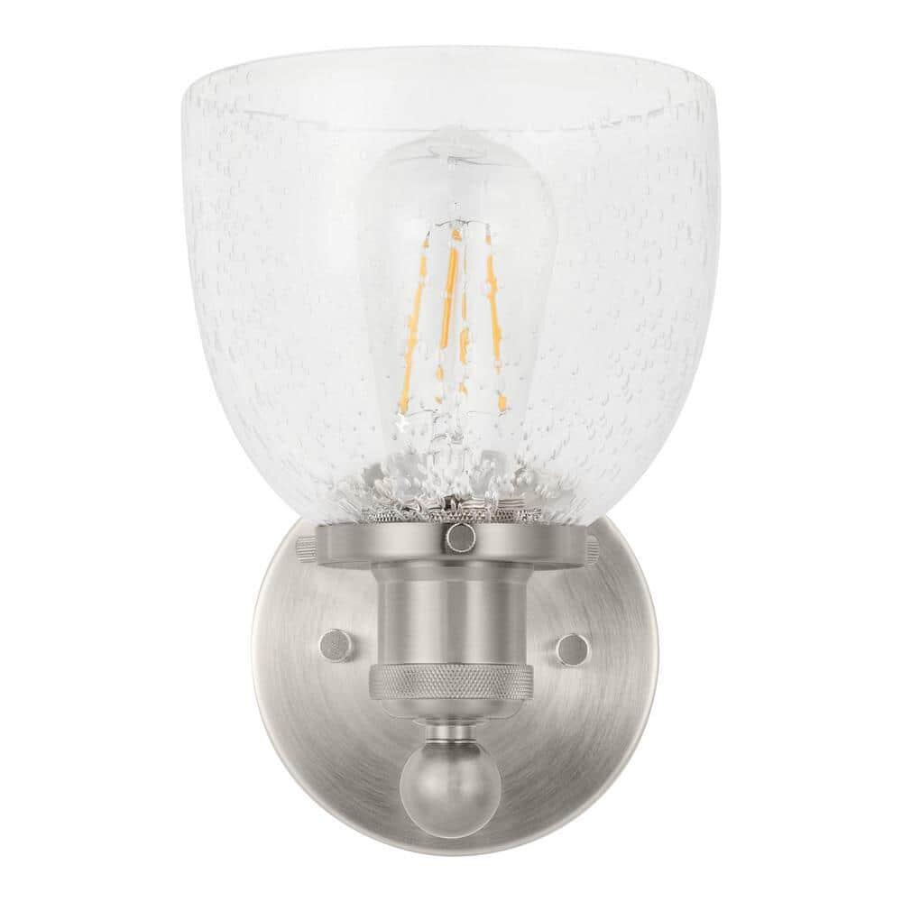 Home Decorators Collection Evelyn 6 in. 1-Light Brushed Nickel Modern Industrial