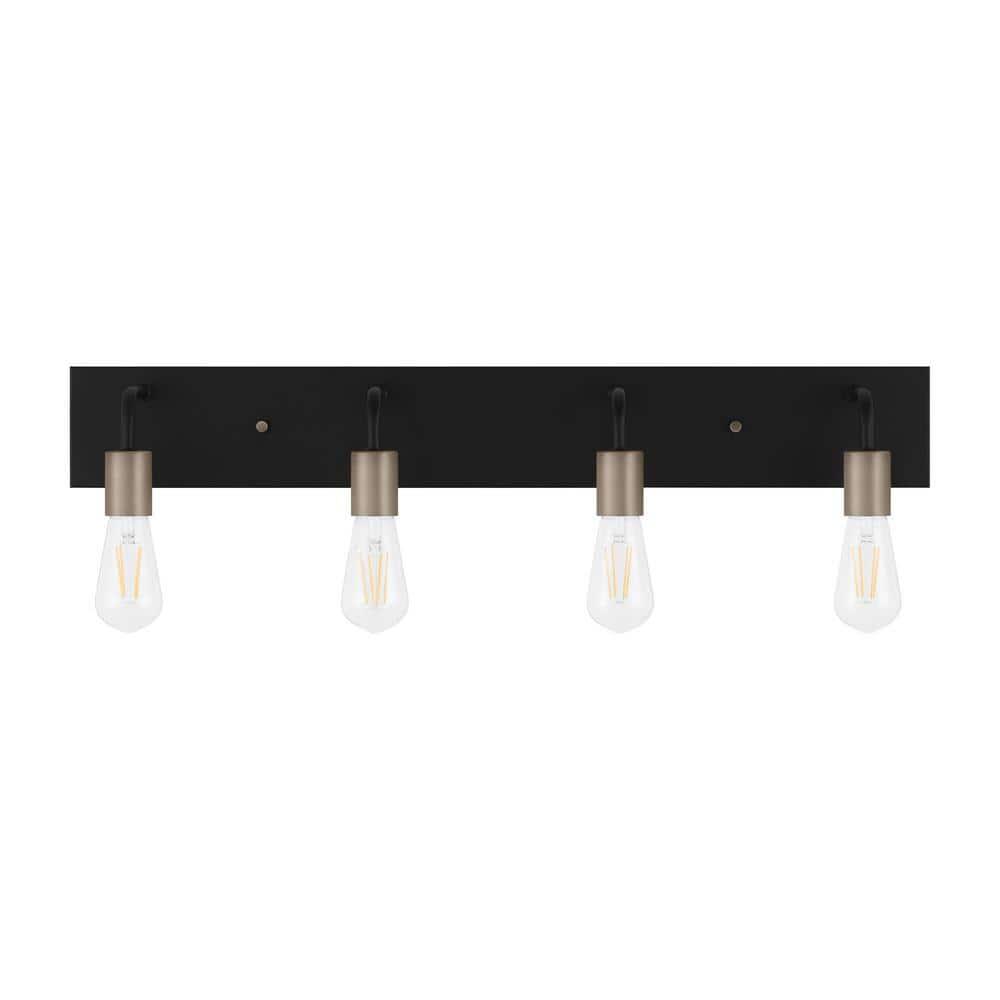 Hampton Bay Northvale 30 in. 4-Light Matte Black Industrial Bathroom Vanity
