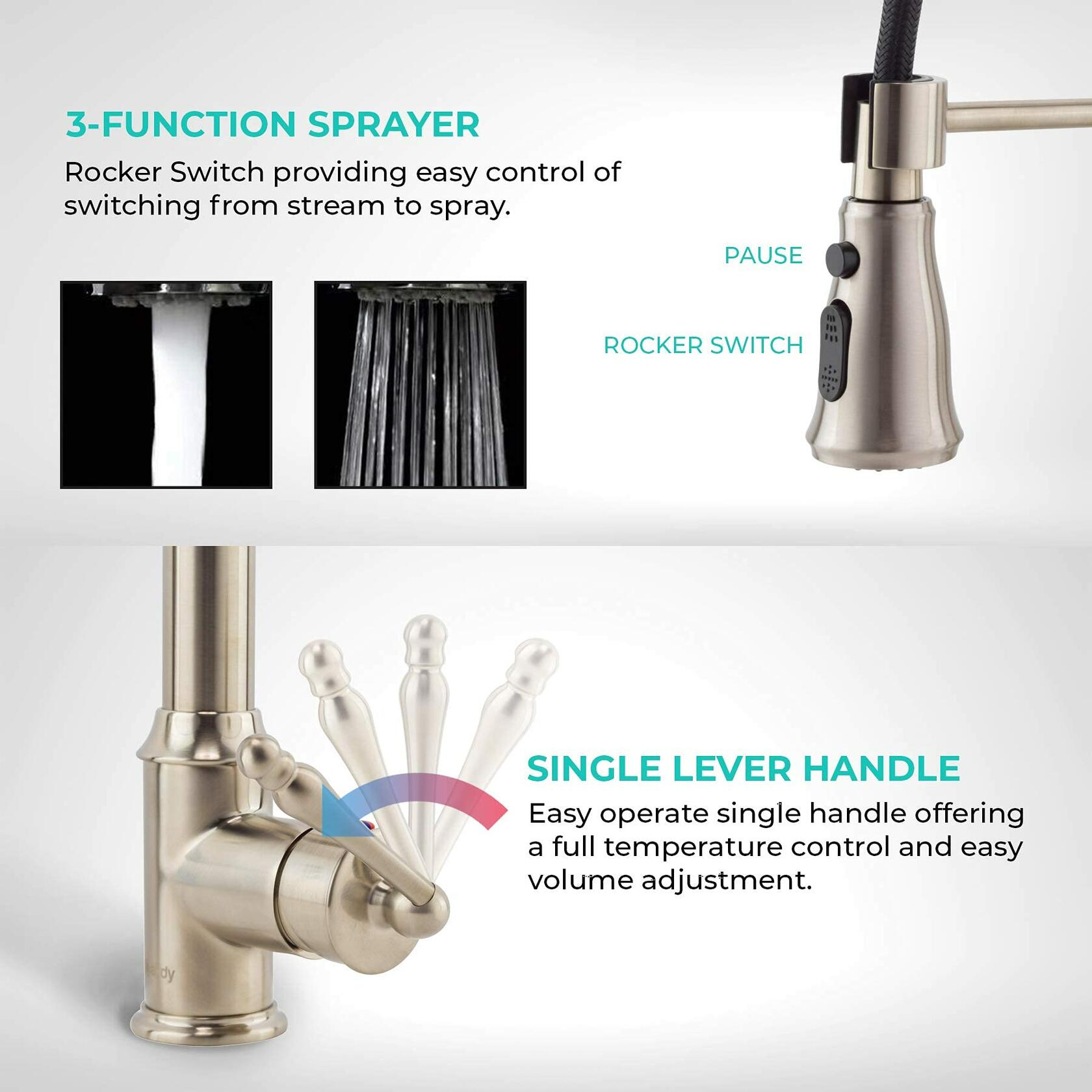 AKDY Kitchen Sink with Faucet Combo, 33-inch Drop-in Workstation Single Bowl Stainless Steel 33" x 22" x 9" with Spring Neck Faucet & Sink Accessories