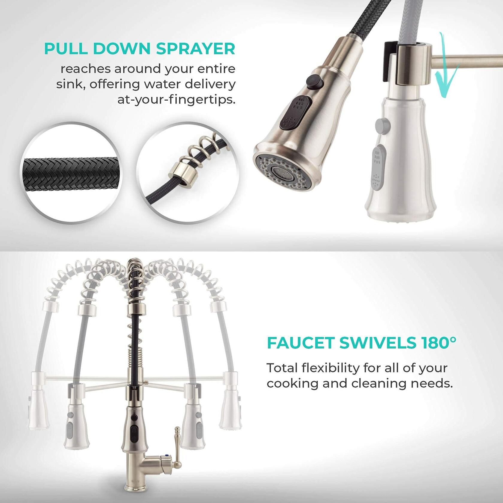 AKDY Kitchen Sink with Faucet Combo, 33-inch Drop-in Workstation Single Bowl Stainless Steel 33" x 22" x 9" with Spring Neck Faucet & Sink Accessories