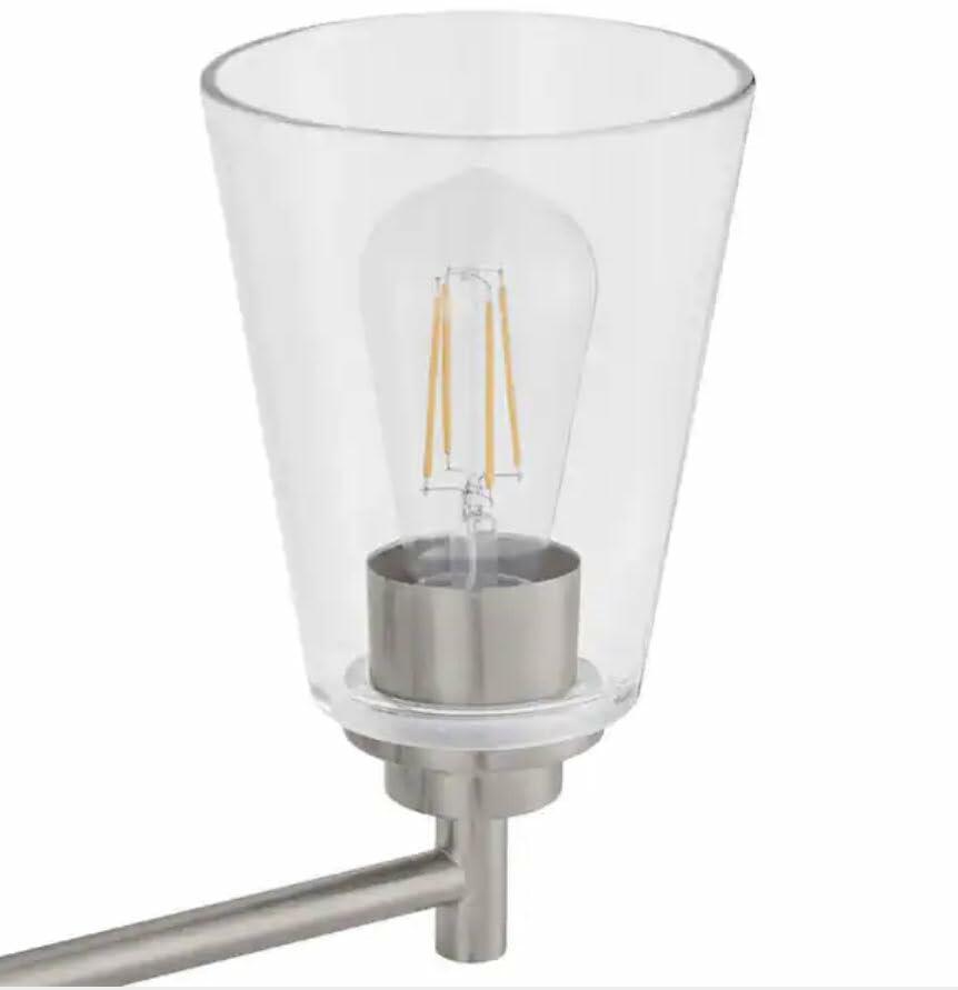 Home Decorators Wakefield 15 in. 2-Light Brushed Nickel Modern Indoor Vanity with Clear Glass Shades