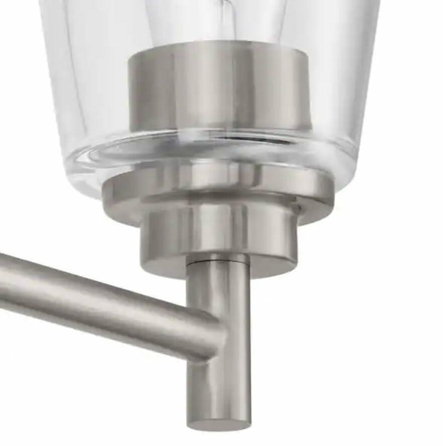 Home Decorators Wakefield 15 in. 2-Light Brushed Nickel Modern Indoor Vanity with Clear Glass Shades