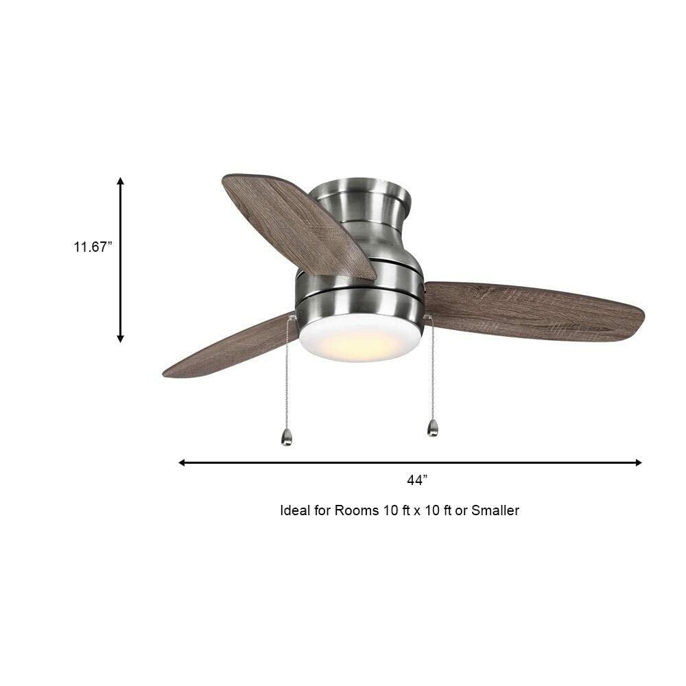 Ashby Park 44 in. White Color Changing Integrated LED Brushed Nickel Ceiling Fan with Light Kit and 3 Reversible Blades