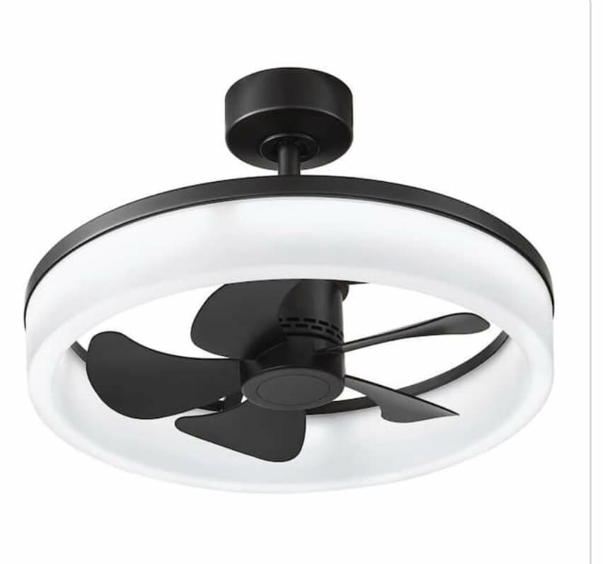 Home Decorators Dialstone 23 in. Integrated CCT LED Indoor/Outdoor Matte Black Ceiling Fan with Remote Control