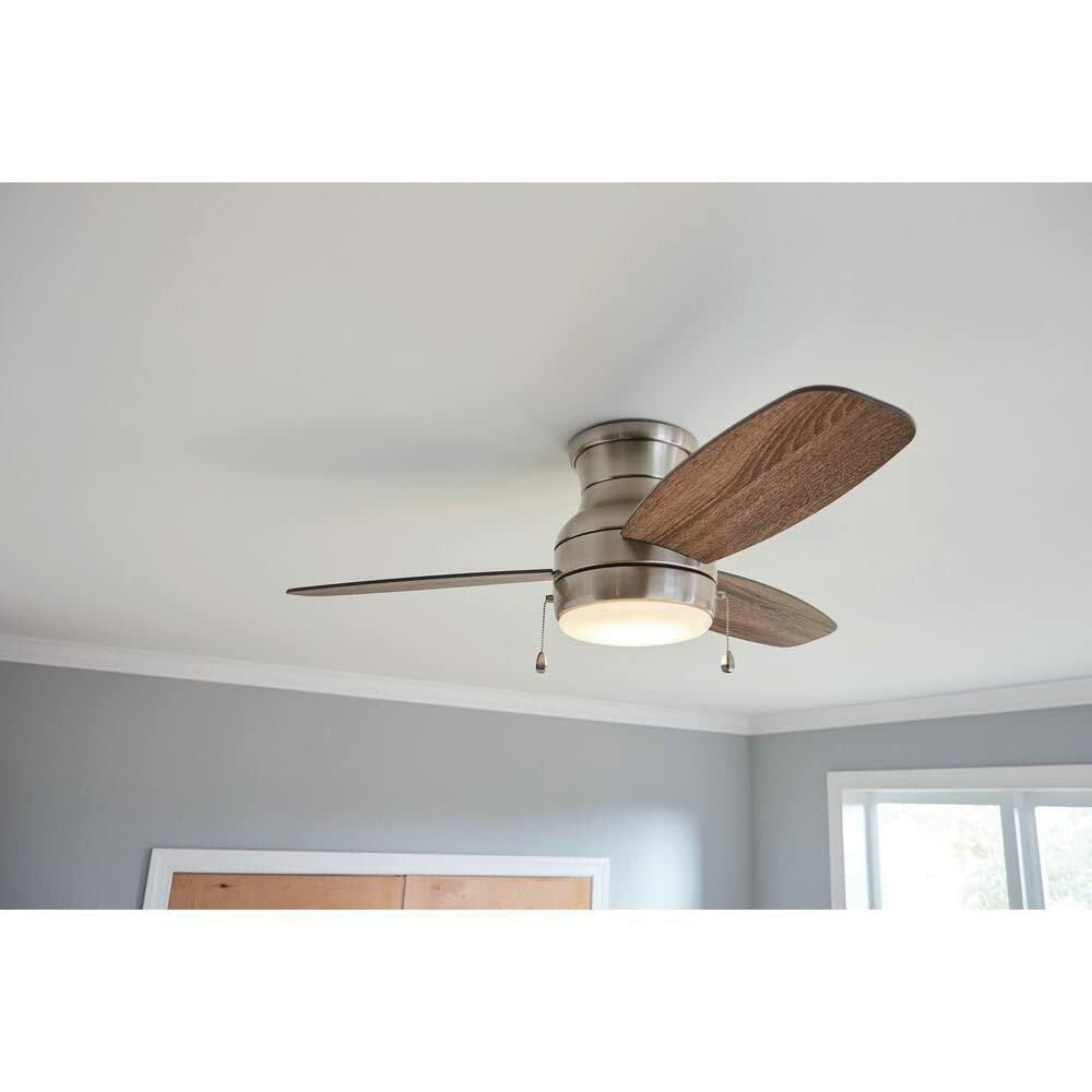 Ashby Park 44 in. White Color Changing Integrated LED Brushed Nickel Ceiling Fan with Light Kit and 3 Reversible Blades
