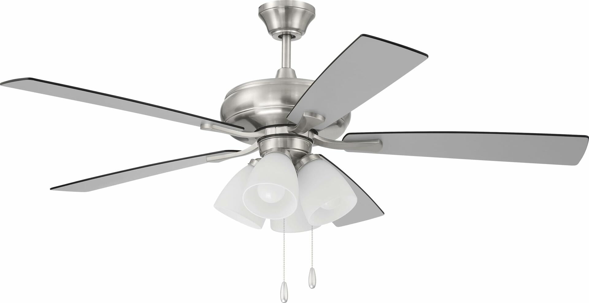 Craftmade ECF114BNK5-BNGW Eos Frost Light 52" Ceiling Fan with LED Lights, Brushed Polished Nickel