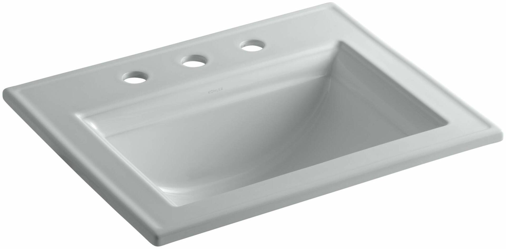 Kohler K-2337-8-95 Memoirs Rectangular DropIn Single Bowl Bathroom Sink Ice Grey