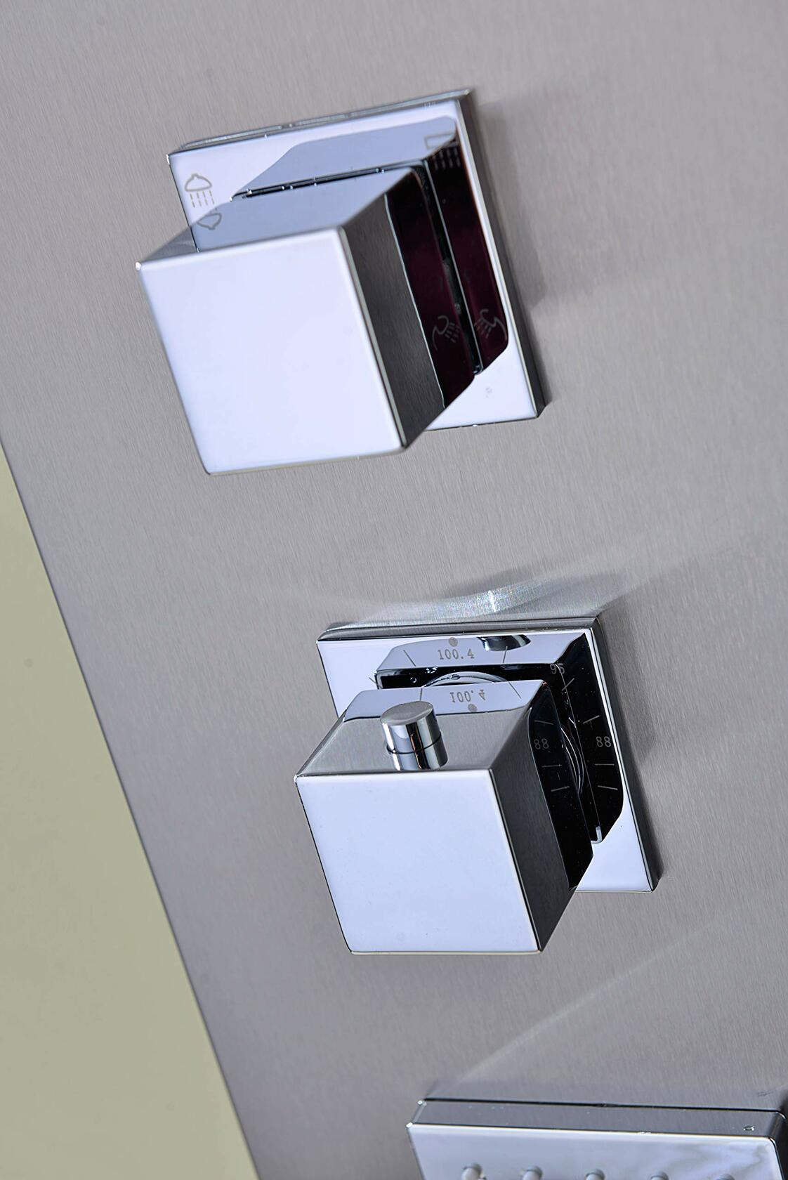 ANZZI Niagara 64" Body Massage 2-Jetted Shower Panel System with Heavy Rain Shower and Spray Wand in Brushed Nickel | Rainfall Waterfall Tower System with Handheld Shower | SP-AZ023