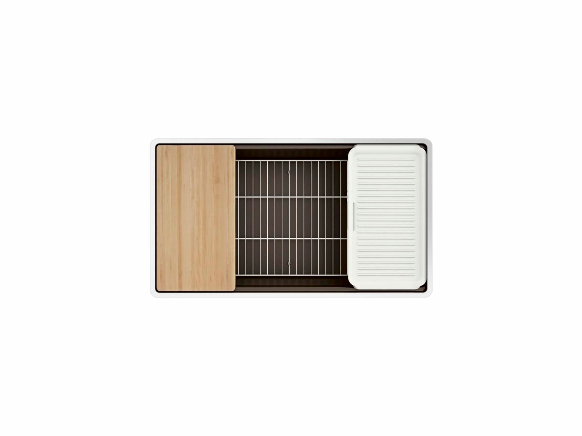 KOHLER Billings 32-1/2" Undermount Single-Bowl Workstation Kitchen Sink, Neoroc Composite, Deep Bowl, Matte Finish, Right Rear Drain, Fits 36" Cabinet, Matte Brown, K-33710-PC-CM2