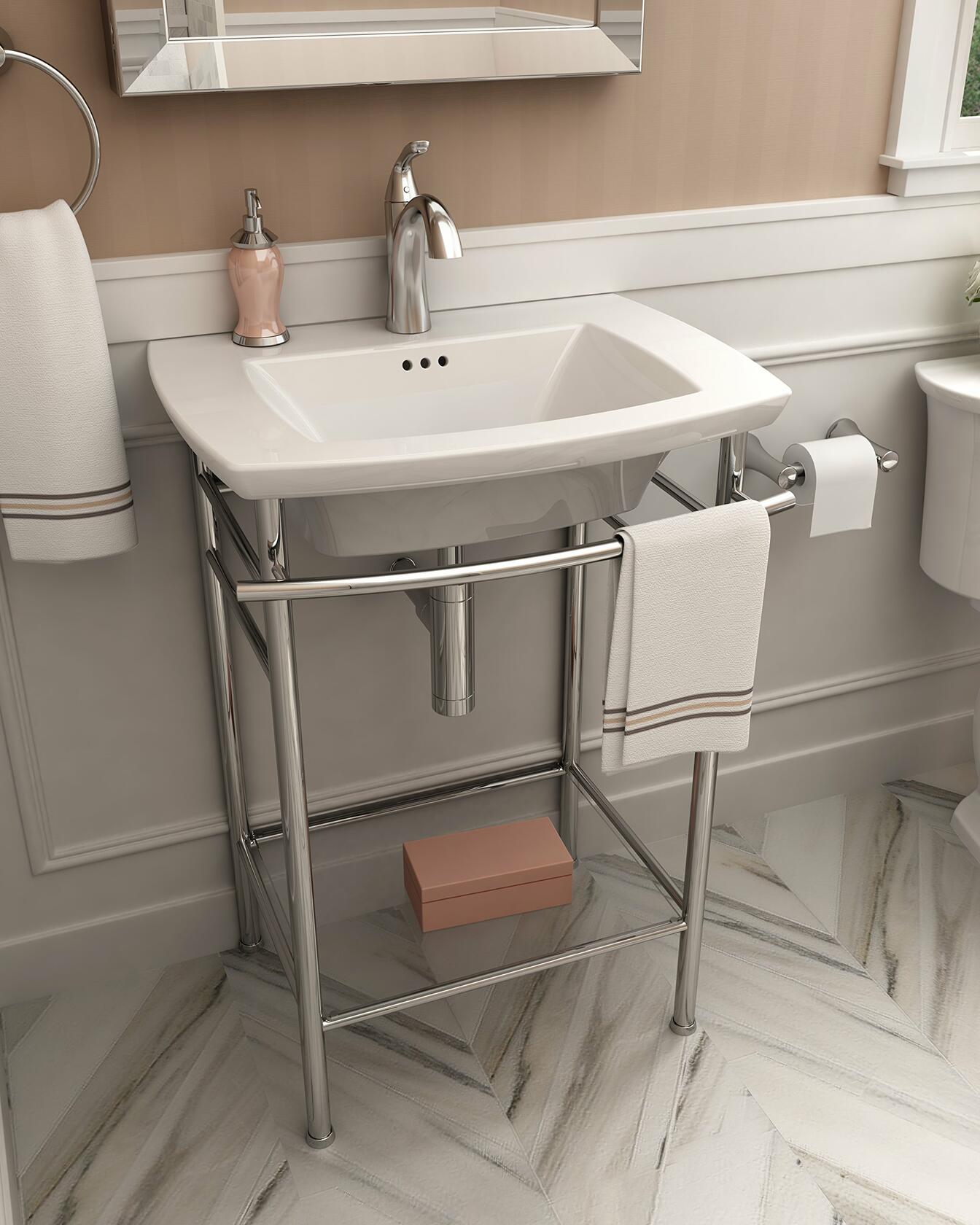 American Standard 445001.02 Edgemere Bathroom Console Table Top-Center Hole Only, Medium, White