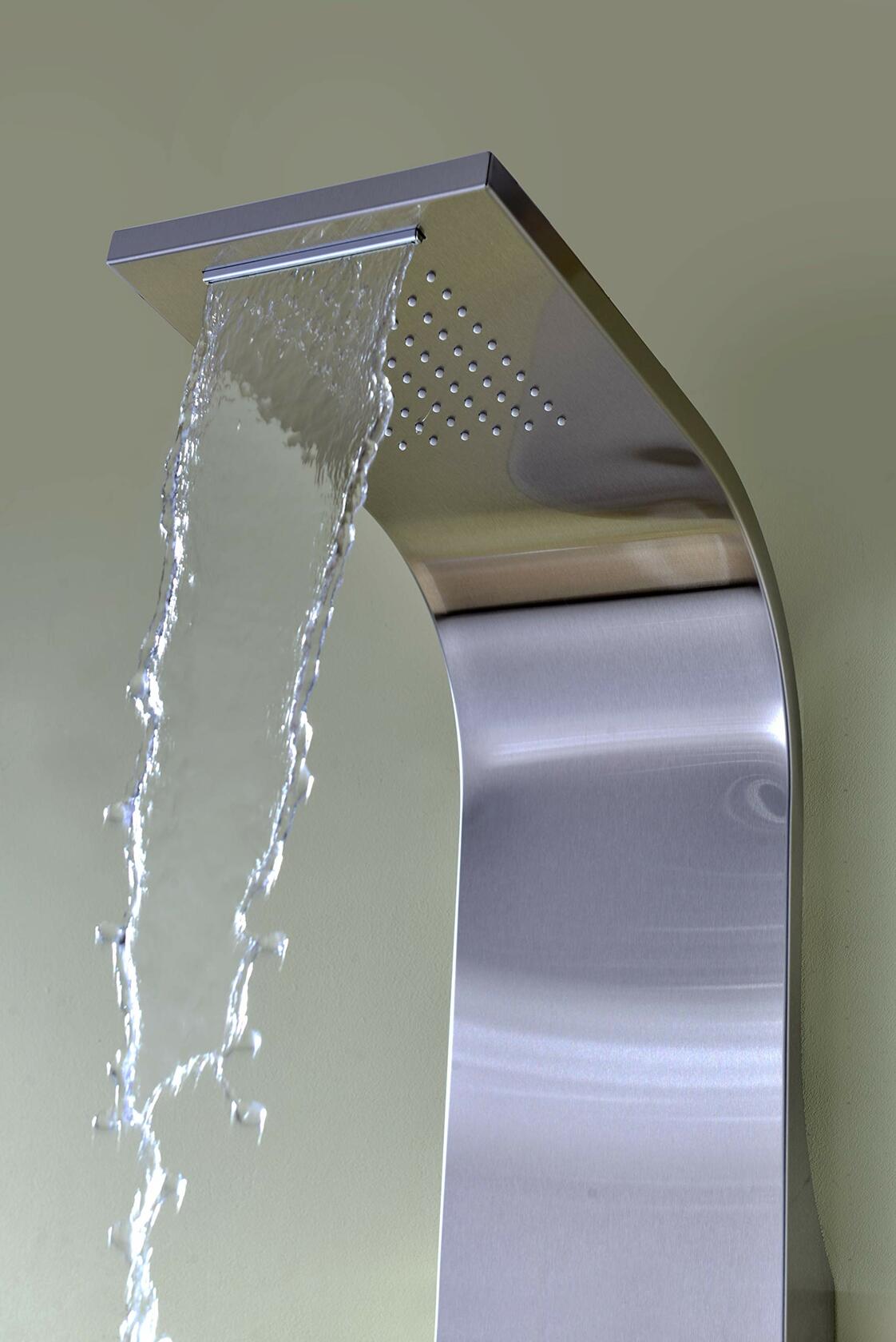 ANZZI Niagara 64" Body Massage 2-Jetted Shower Panel System with Heavy Rain Shower and Spray Wand in Brushed Nickel | Rainfall Waterfall Tower System with Handheld Shower | SP-AZ023