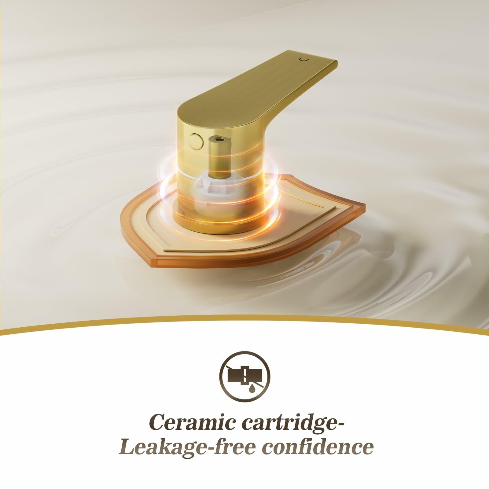 Phiestina Waterfall 8 inch Widespread Brushed Gold Bathroom Sink Faucet, 3 Hole Vanity Faucet All Metal Heavy Duty with Metal Pop-Up Drain and Water Supply Line, NS-WF005-BG