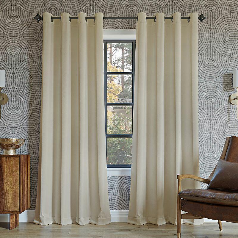 Sun Zero Oslo Extreme 100% Blackout Grommet Curtain Panel 52 x108 Cream 1-Piece Single Panel