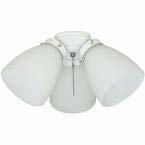 3-Light White Ceiling Fan Shades LED Light Kit