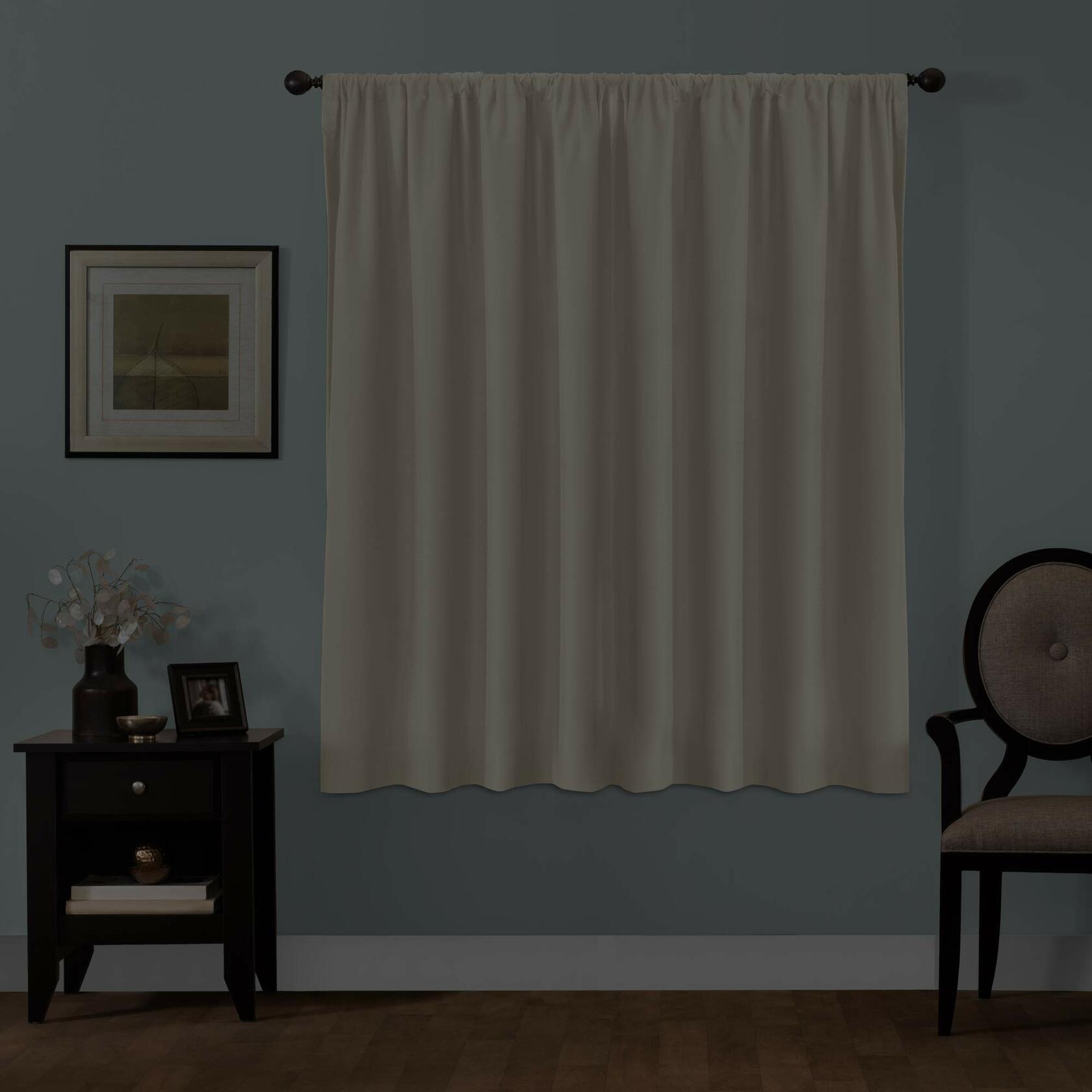Maytex Smart Curtains Julius 100 Percent Blackout Window Panel, 50 inches x 63 inches, Linen