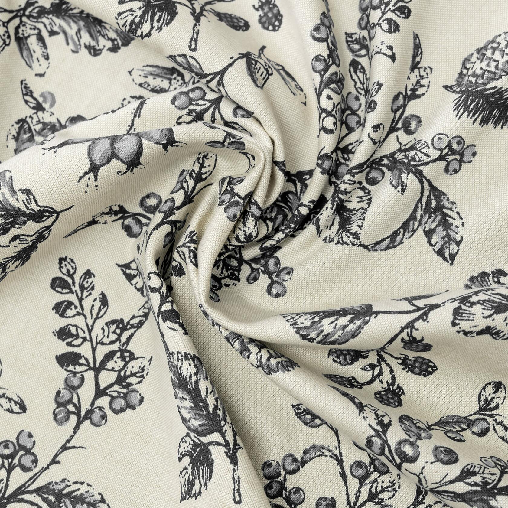 Ricardo | Waverly Gardens Tailored Valance | 84" W x 13" L | Black | Farmhouse Curtains | Great for Layering | Vibrant Leaf Design | Unlined Soft Cotton | Light-Filtering | Machine Washable