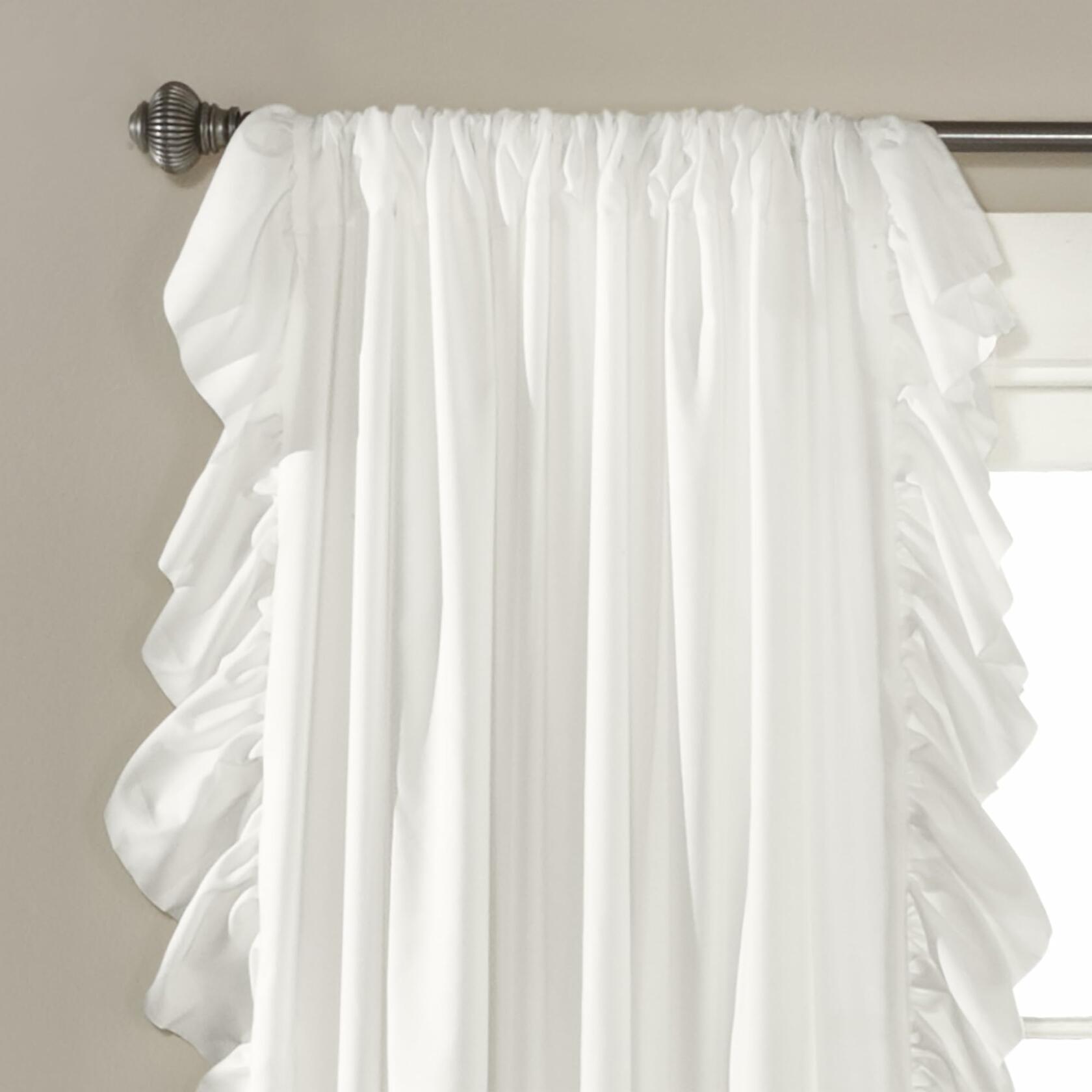 Lush Decor Reyna Ruffle Window Curtain Panel Set, Pair, 54" W x 84" L, White - Flowy Curtain Set - Romantic Ruffle Curtains for Bedroom, Living room, or Dining Room - Farmhouse & Cottage Home Decor