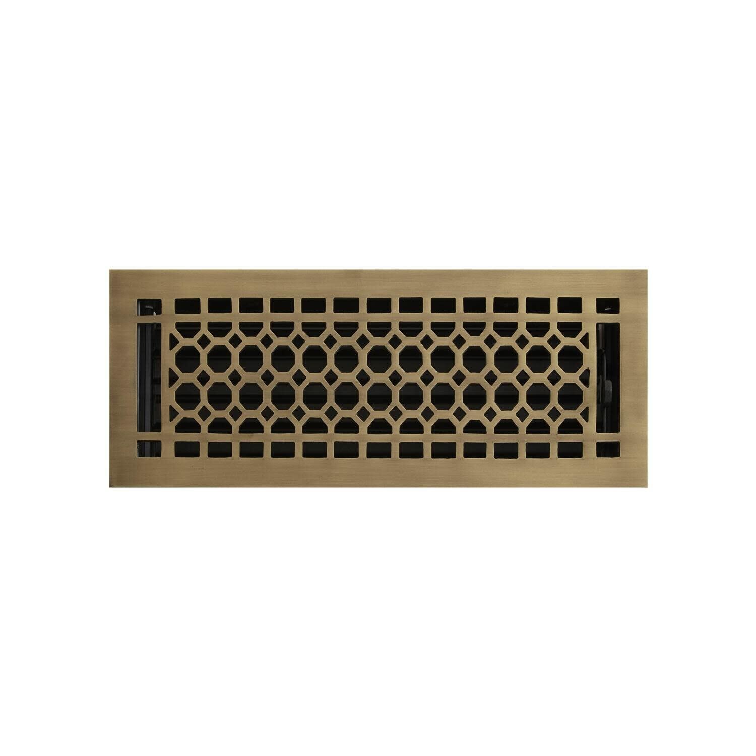 Signature Hardware 301636 Honeycomb Brass Floor Register - 4" x 14" (5" x 15" Overall)