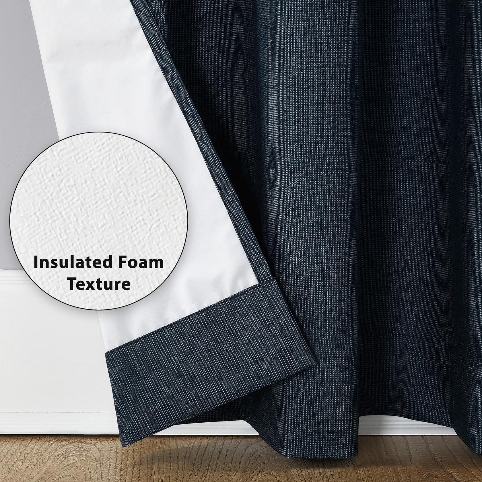 Sun Zero Columbia Thermal Insulated 100% Blackout Grommet Curtain Single Panel, 50" x 95", Navy Blue