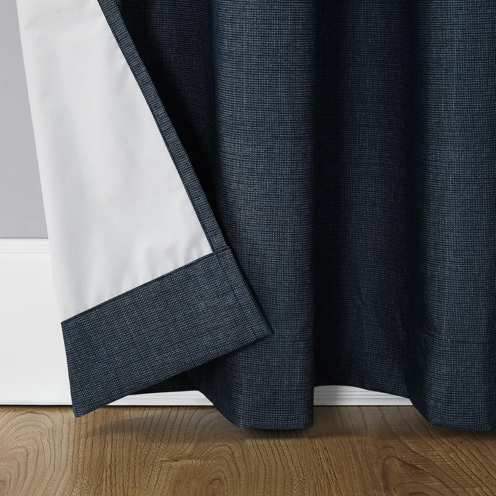 Sun Zero Columbia Thermal Insulated 100% Blackout Grommet Curtain Single Panel, 50" x 95", Navy Blue