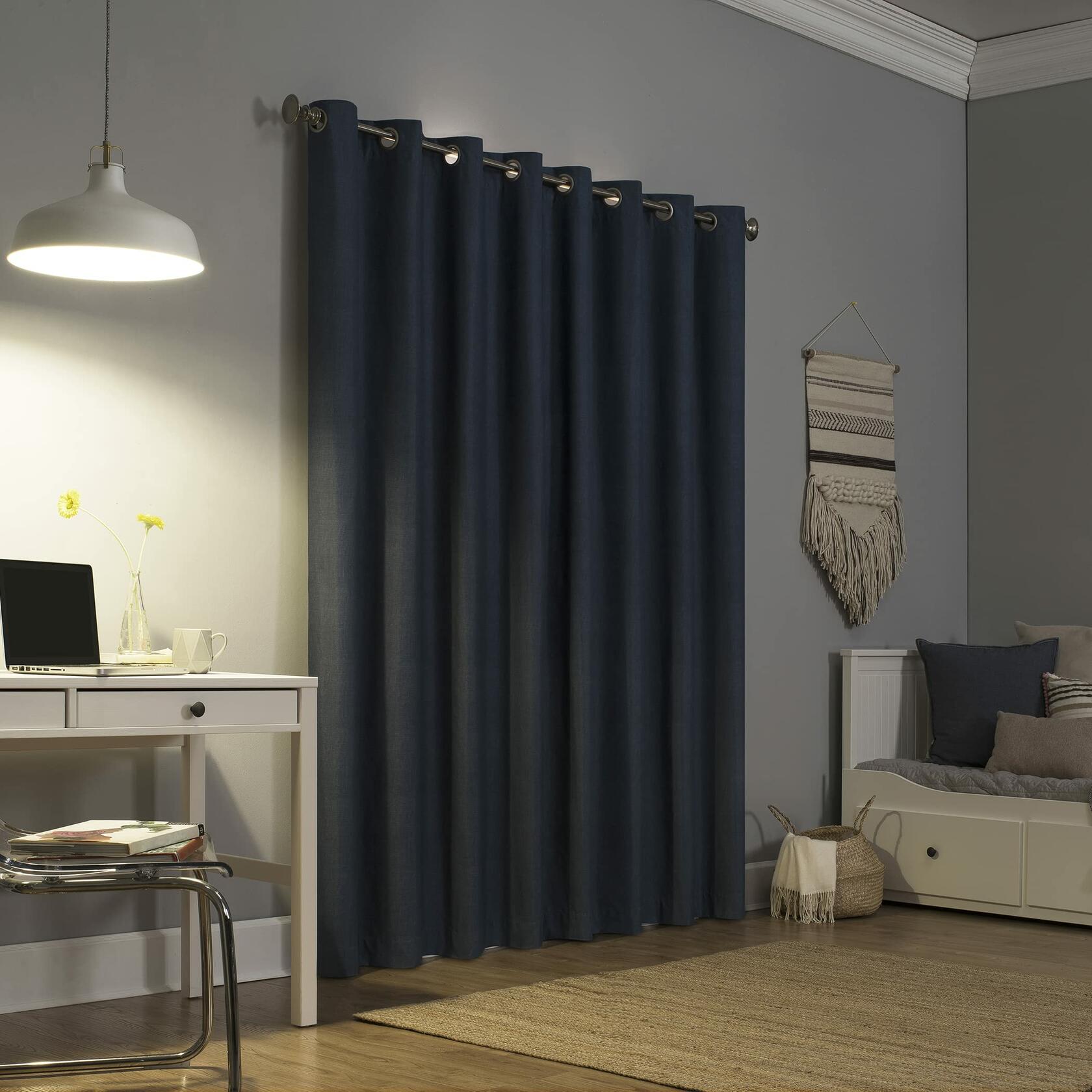 Sun Zero Columbia Thermal Insulated 100% Blackout Grommet Curtain Single Panel, 50" x 95", Navy Blue