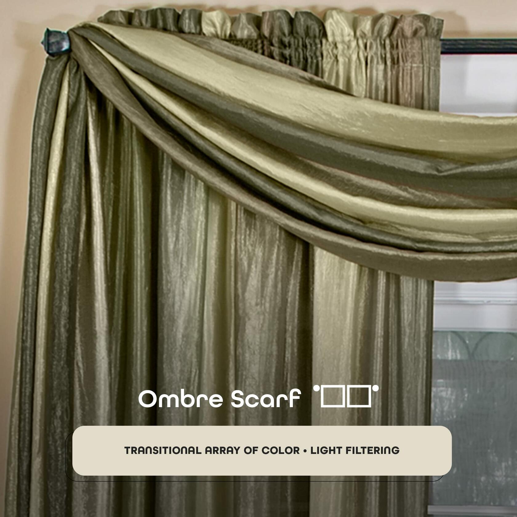 Sheer Window Scarf Valance - 50 Inch Width x 144 Inch Length (Sage) - Light Filtering Polyester Curtain Scarf - Lightweight Drapes for Living Room, Bedroom & Dining Room by Achim Home Decor