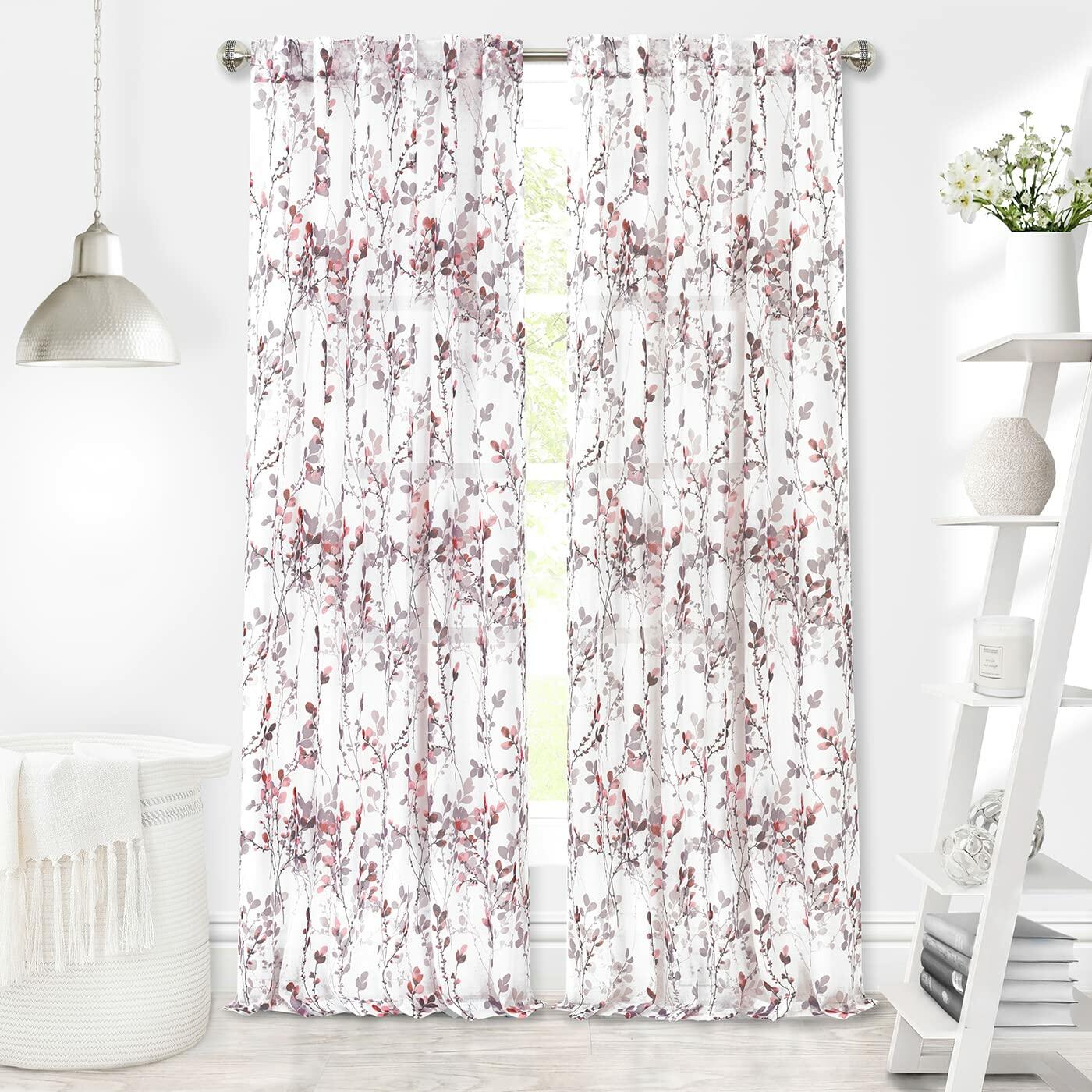 Achim Home Furnishings Misty Back Tab Window Curtain Panel, 52" x 63", Blush